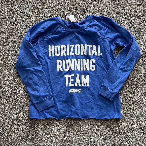 Tops - Pitch Perfect Horizontal Running Club Crop Jersey Sweatshirt